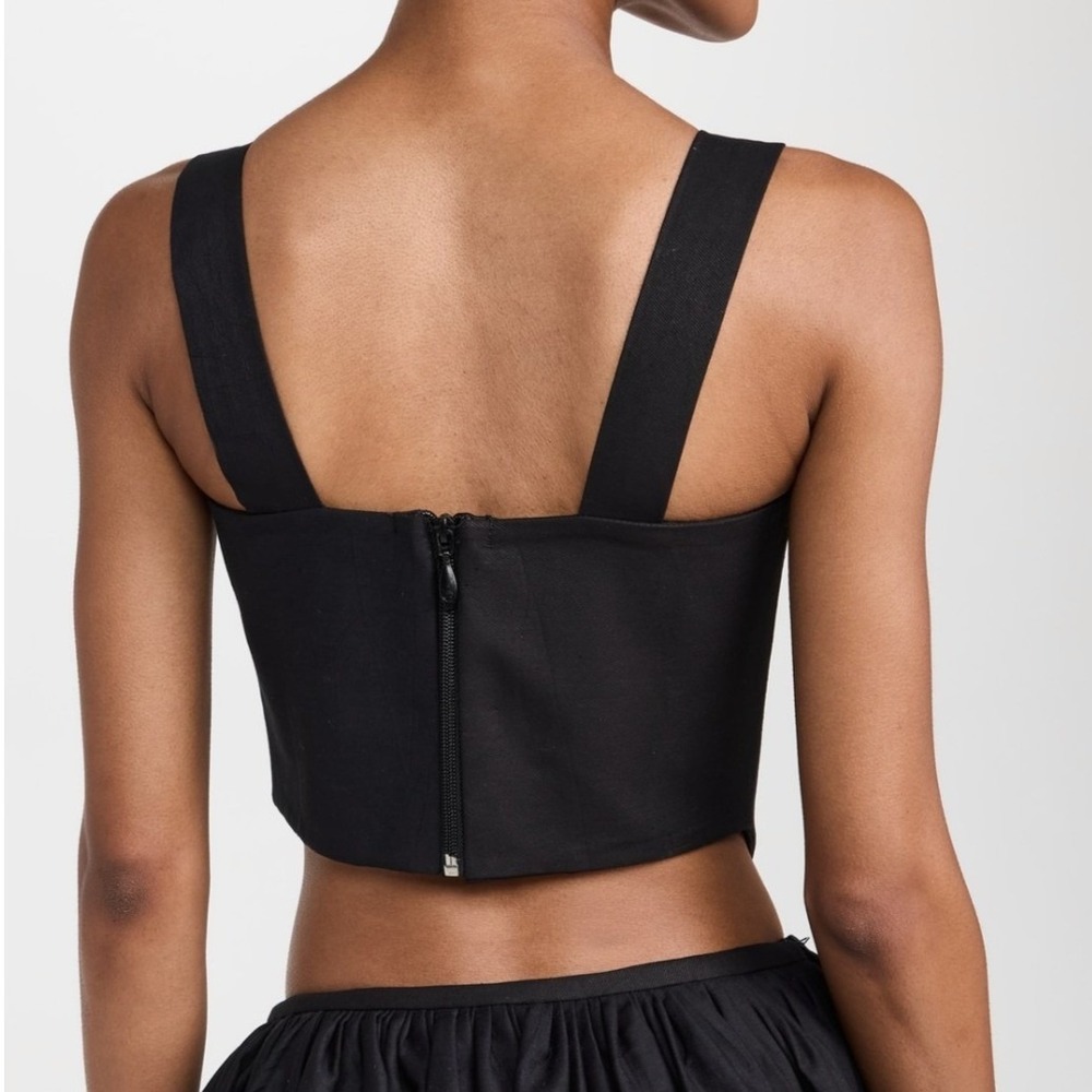 Rendoll Black Crop Tank Top Women's 14 Corset Style 100% Cotton Structured NWT - Picture 3 of 9